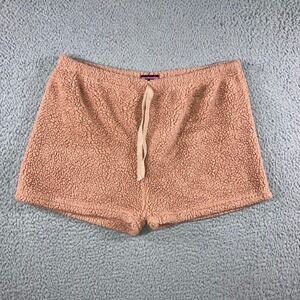 Sherpa Fleece Loungewear Shorts Women XL Drawstring Cozy Soft